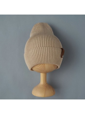 Детская шапочка вязаная "Лапша"  р. 36-42 цвет: светло-бежевый (0074)