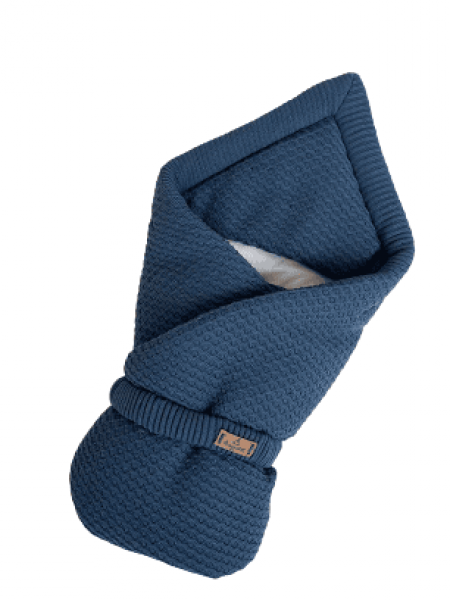 Детское вязаное одеяло-конвер Хьюге с поясом на резинке 85х85 цвет: индиго (2019/1)