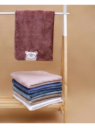  Детское велюровое одеяло-конвер Мишутка с поясом на резинке 90х90 цвет: розовый (2020/2)