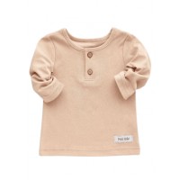Футболка с пуговицами "Petit Bebe" длинный  рукав (р. 74) цвет: Бежевый (31323)
