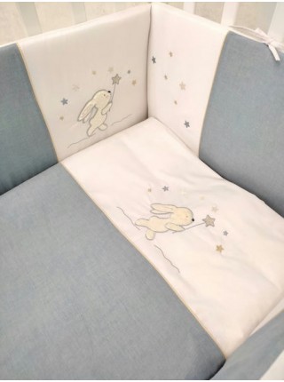 Детский комплект постельного белья 6 предметов для стандартной кроватки "Волшебник" цвет: синий(6107/2)