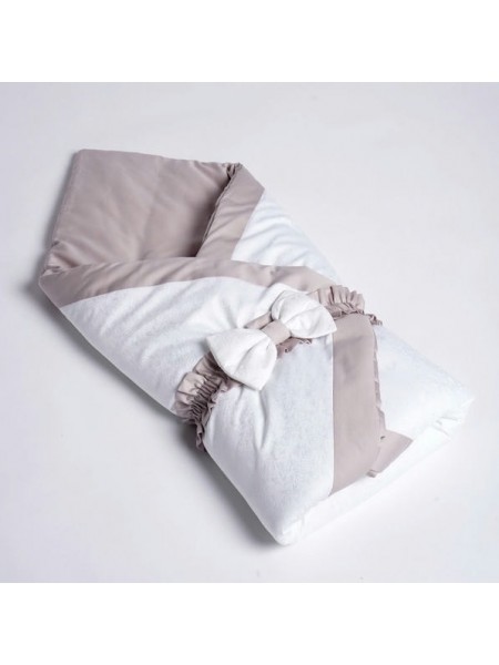 Одеяло-конверт на выписку из роддома с бантом 90х90 см. Perina цвет: серо-белый 