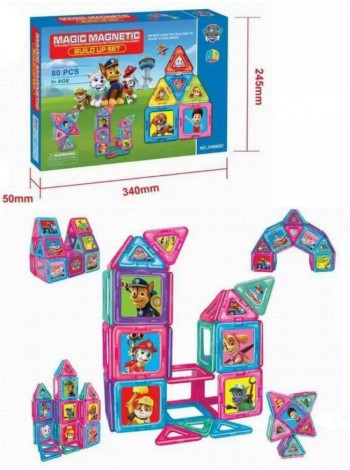 Конструктор магнитный Build up set 80 деталей 34х25х5м (62624 / JH6869C) 