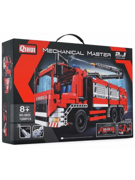 Детский игровой набор конструктор 2в1 "Пожарная машина"  1288 деталей QiHui 6805