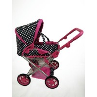 Детская коляска - трансформер + люлька для кукол с корзиной 2 в 1 Melobo 9346 цвет: черная в горох