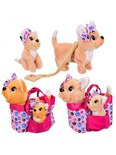 Детская интерактивная игрушка " Собачка в сумке" на поводке с щеночком  (BL-155)