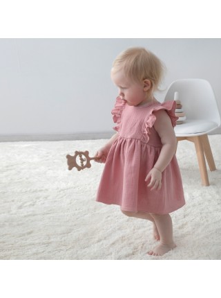 Детское платье с крылышками "Муслин" р. 68-74 цвет: розовая пудра (483(Мс)-222)