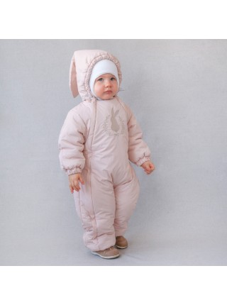 Детский демисезонный комбинезон "Зайкин"  (от +10°С до -5°С) р. 74-80 см. цвет: Розовый 849 (Зв)-55