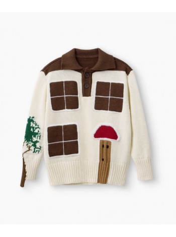 Джемпер детский HB "Домик" (р.92-98) цвет: cream (88609-1)