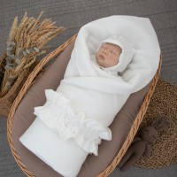 Одеяло-конверт 90х90 «Муслин №4» с резинкой (лето) цвет: молоко  ОКнВ(Мс4-лето)