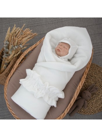 Одеяло-конверт 90х90 «Муслин №4» с резинкой (лето) цвет: молоко  ОКнВ(Мс4-лето)