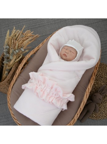 Одеяло-конверт 90х90 «Муслин №4» с резинкой (лето) цвет: светло-розовый ОКнВ(Мс4-лето)