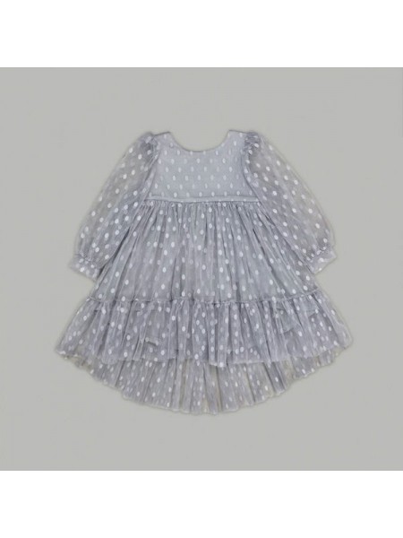 Детское платье "Горошинка" (сетка в крупный горох) р. 80 цвет. серый (	40101)