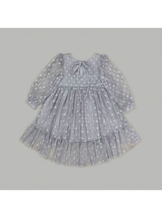 Детское платье "Горошинка" (сетка в крупный горох) р. 80 цвет. серый (	40101)