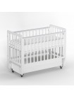 Детская деревянная кровать с маятником + колесо+ ящик "Classic Sleep" цвет: белый