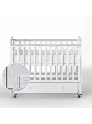 Детская деревянная кровать с маятником + колесо+ ящик "Classic Sleep PREMIUM" цвет: белый