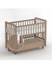 Детская деревянная кровать с маятником + колесо+ ящик "Classic Sleep PREMIUM" цвет: капучино