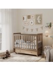 Детская деревянная кровать с маятником + колесо+ ящик "Classic Sleep PREMIUM" цвет: капучино