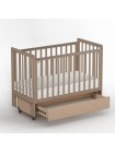 Детская деревянная кровать с маятником + колесо+ ящик "Classic Sleep PREMIUM" цвет: капучино