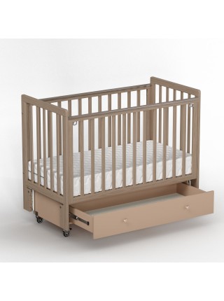 Детская деревянная кровать с маятником + колесо+ ящик "Classic Sleep PREMIUM" цвет: капучино
