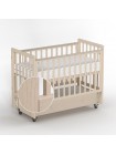 Детская деревянная кровать с маятником + колесо+ ящик "Classic Sleep PREMIUM" цвет: сатин