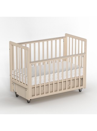 Детская деревянная кровать с маятником + колесо+ ящик "Classic Sleep PREMIUM" цвет: сатин