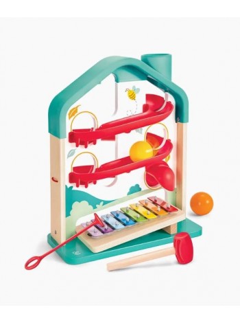 Детская развивающая игрушка HAPE  Горка для шариков» в виде домика, с ксилофоном (E0512_HP)