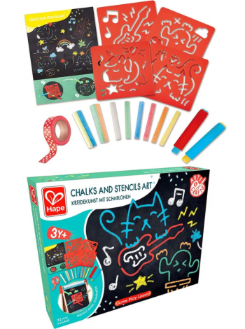 Развивающий детский игровой набор для рисования мелками по трафаретам (E1068_HP)