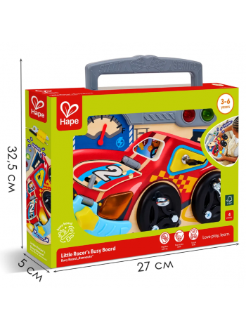 Игрушка бизиборд HAPE  "Цвета и формы" Маленький гонщик (E1120_HP)