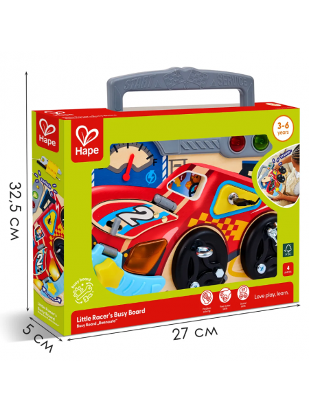 Игрушка бизиборд HAPE  "Цвета и формы" Маленький гонщик (E1120_HP)