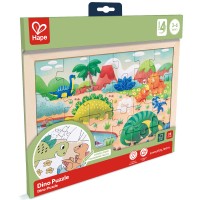 Пазл-раскраска для детей HAPE "Умняша": Динозавры в рамке, 24 элемента (E1641_HP)