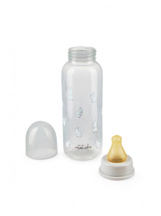 Бутылочка для кормления Happy Baby с латексной соской (медленный поток)  250 мл. цвет: Rabbit ( 10018)
