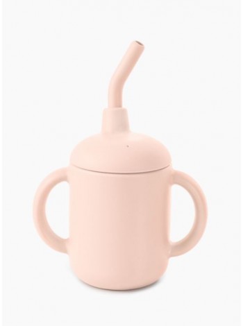 Силиконовый поильник с ручками и трубочкой HB цвет: light pink (15065)