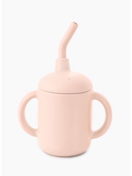 Силиконовый поильник с ручками и трубочкой HB цвет: light pink (15065)