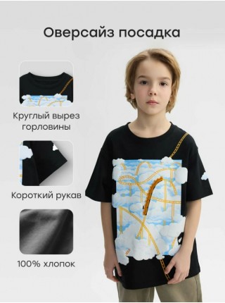 Футболка детская HB "Американские горки" (р.80-86) цвет: черный (88297-0)