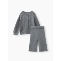 Комплект: вязаный кардиган+штаны Happy Baby (р.56-62) цвет: серый (88351-0)