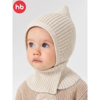 Детская шапка-шлем демисезон "Happy Baby" хлопковый подклад р.46-48 цвет: молочный (88513-0)