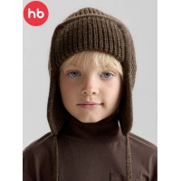 Детская шапка-ушанка демисезон "Happy Baby" р.52-54 цвет: коричневый (88537-0)