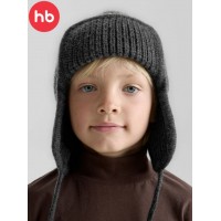 Детская шапка-ушанка демисезон "Happy Baby" р.50-52 цвет: графит  (88537-0)