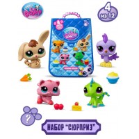 Игрушка-сюрприз Hasbro My Littlest Pet Shop: "Сюрприз" Веселая трапеза 4 фигурки с аксессуарами, серия 4 (в ассортименте) (00691_LPS)