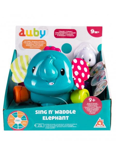 Интерактивная игрушка Слоник с птичкой, звук Auby (41083)