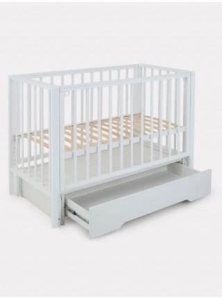 Кровать детская деревянная с продольгым маятником + накладки-грызунки Rant "Bergen" цвет: белый