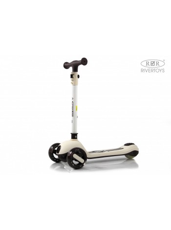 Детский самокат со светом и звуком цвет: молочный(HB-818)