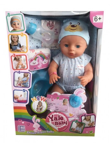 Детская кукла " ПУПС YALE BABY " 8 ФУНКЦИЙ C ГОРШОЧКОМ цвет: голубой  (YL17019B)