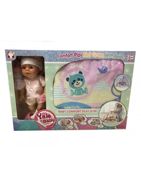 Детская кукла "ПУПС YALE BABY с развивающим ковриком" цвет: розовый (YL1735B)