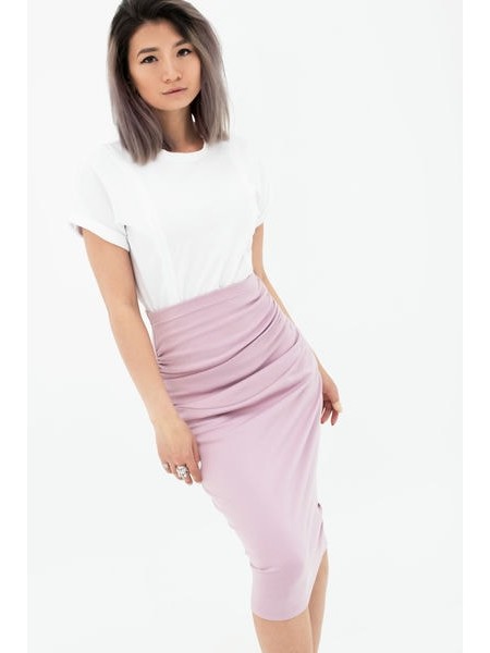 Универсальная юбка - карандаш (размер 46) для беременных и кормящих мам цвет: пудрово-розовая (458.2.1)