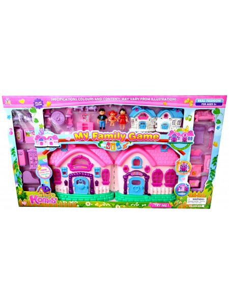 Детский игровой складной пластиковый дом для кукол " My Family game " со светом и звуком 666-661