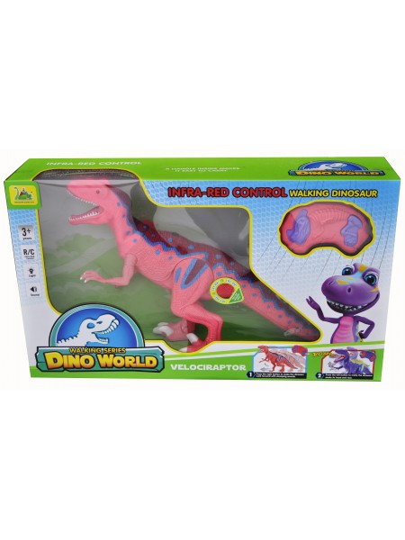 Детская игрушка на радиоуправлении со звуковыми и световыми эффектами "динозавр  Велоцираптор " 6134А