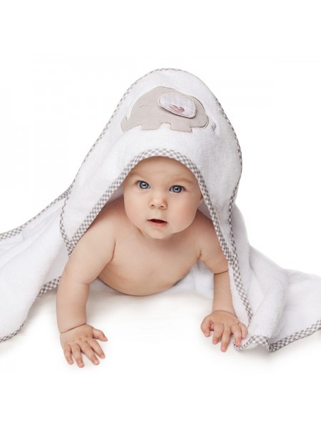 Детское махровое полотенце " Слоник" 90*90 Perina цвет: бело-серый ПД-03.95